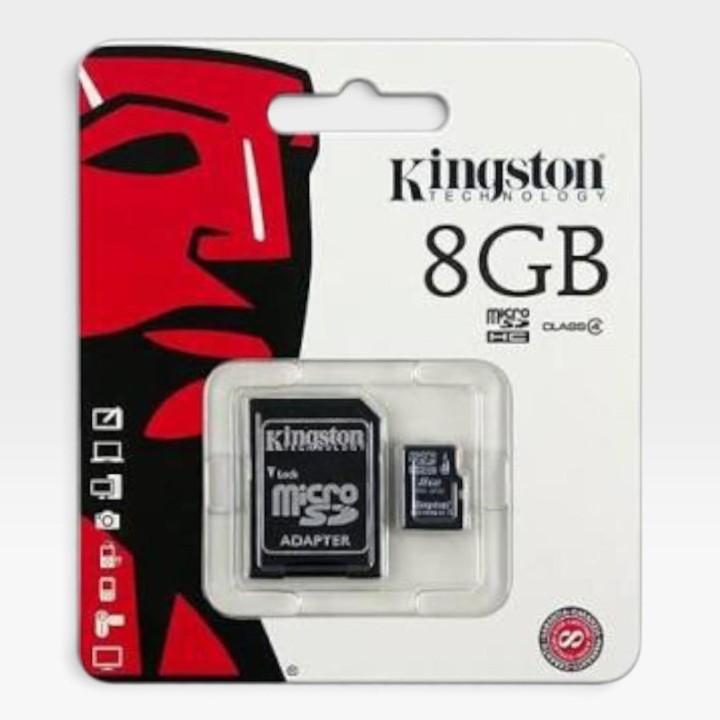 KINGSTON Micro SD Con Adattatore Per PC 8GB SDC4/8GB