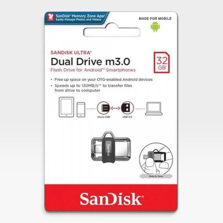 SANDISK DualDrive Ultra M3.0 PenDrive USB+MiniUSB 128GB